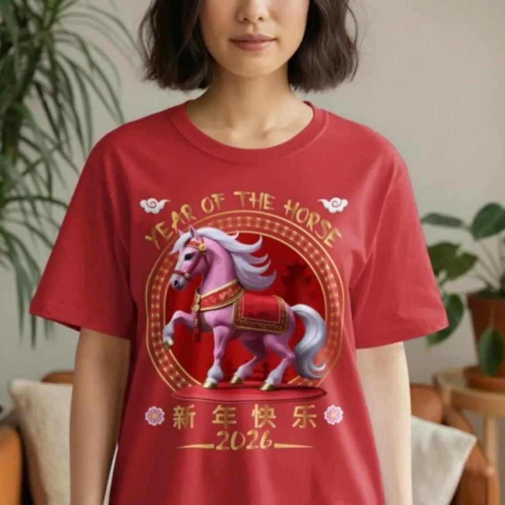 

Year of The Horse 2026 T-Shirt Y2K Unique Lunar New Year Tees Women and Men T-Shirt Aesthetic Clothes Y2k Sweatshirt