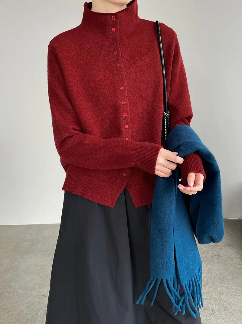 LIMO 2025 الخريف الشتاء موضة الاكريليك البوليستر سترة مشغولة من الصوف المرأة أزرار خاطفة معطف لملابس مكتب عادية اليومية #5