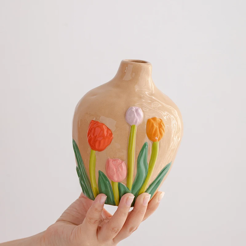 Shumen Chinese-style creative vintage flower ceramic vase for garden decoration, dried flowers, fresh flowers, living room entra
