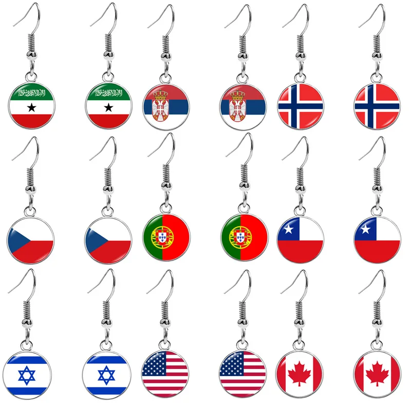 2024 France National Flag Earrings for Women Russia Serbia Czech Portugal Norway Brazil Germany Italy Canada USA Flags Jewelry