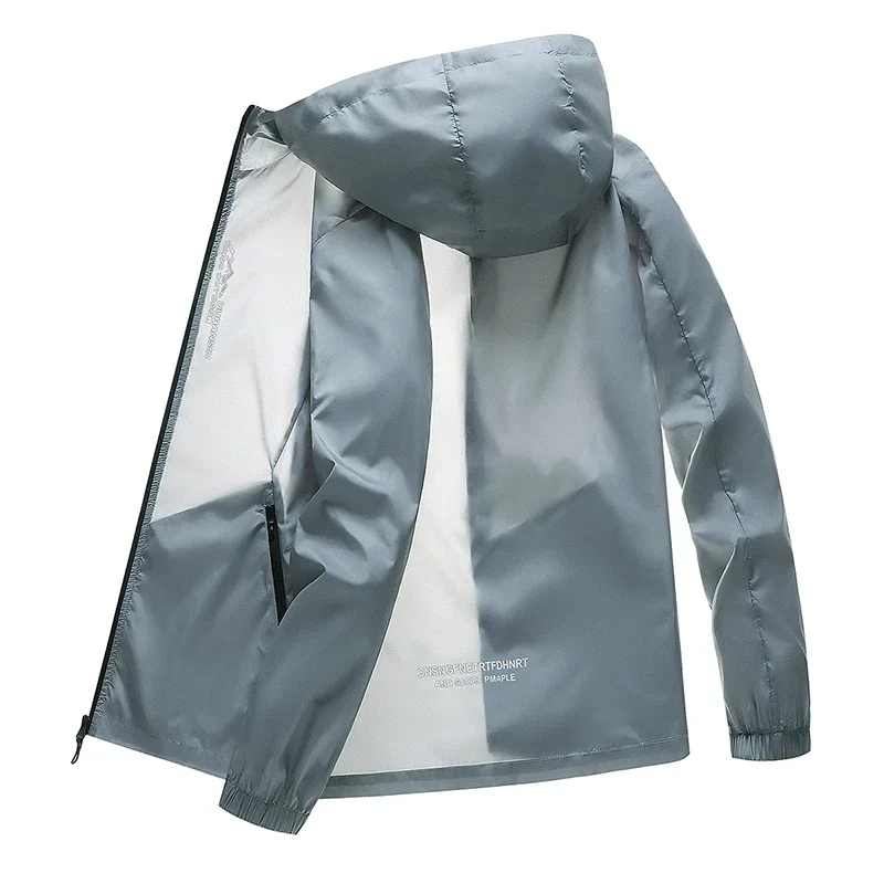 Men Sun Protection Jacket UPF50+ UV Blocking Lightweight Windbreaker Outdoor Hiking Fishing Summer Thin Jacket Plus Size 5XL