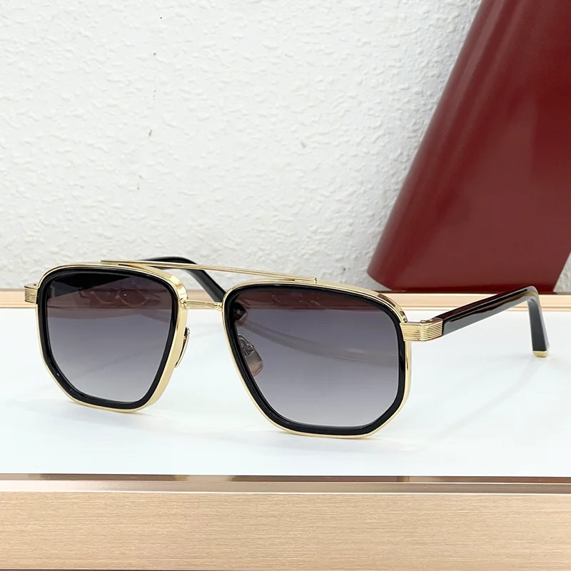 

KIZN Street Fashion Black Gold Double Bridge Pilot Sunglasses for Male Luxury INS Style Top Qualtiy Acetate Solar Glasses for Me