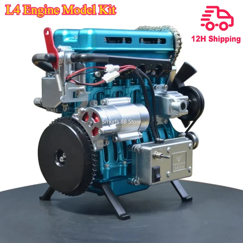 

TECHING Mini Metal L4 Engine Model Kit 364+ PCS DIY Inline Four-cylinder Engine Model Assembled Movable Toys Gift for Adult