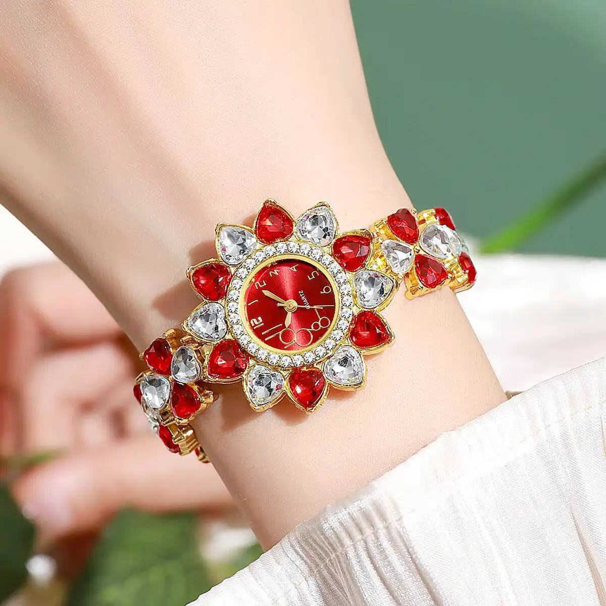 4 шт./компл. роскошные женские часы со стразами, модные кварцевые часы с цветочным циферблатом, Reloj Mujer (без коробки)