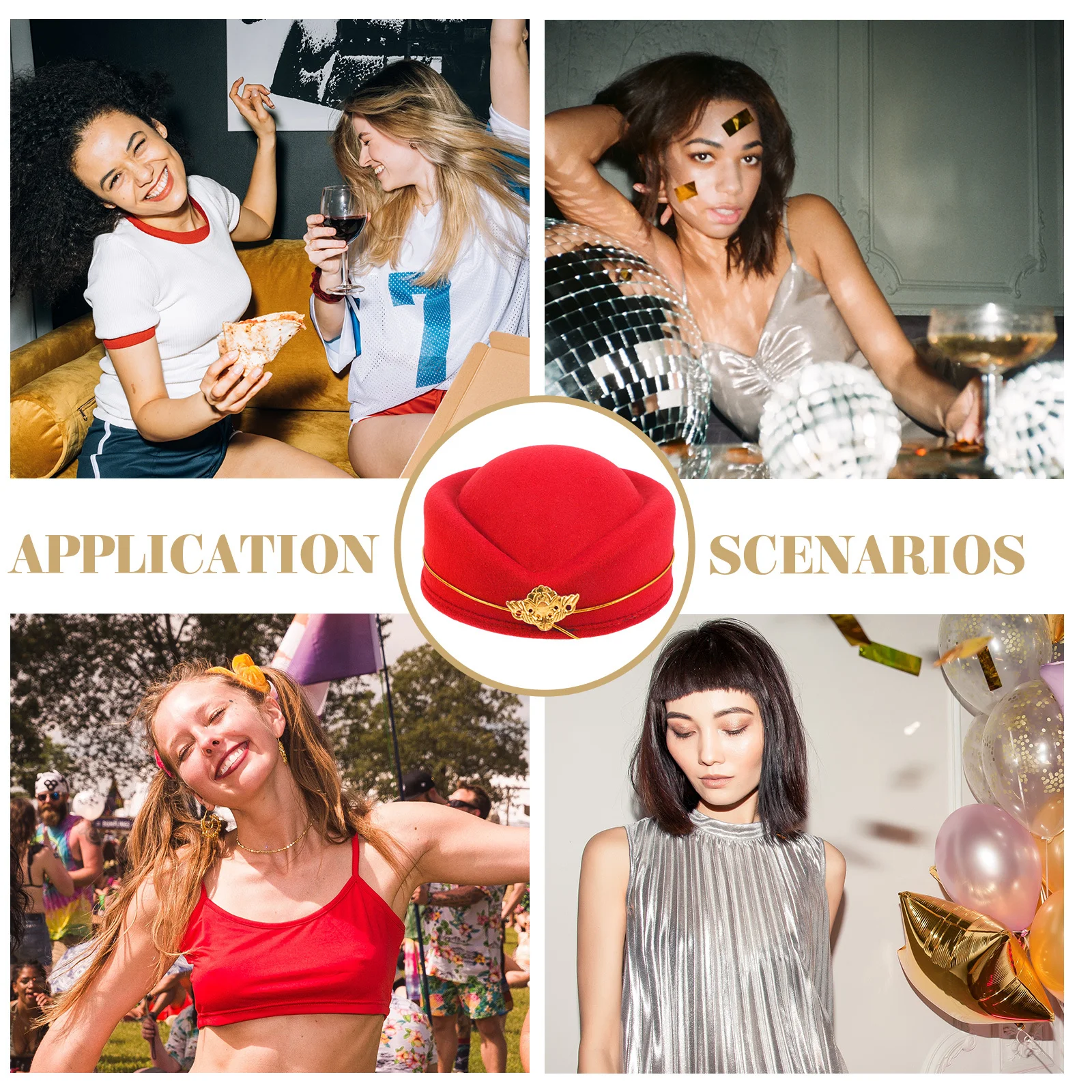 

Woolen Flight Attendant Hat Stewardess Beret Fashion Show Tea Party Airline Caps Cosplay Profession Lightweight Style