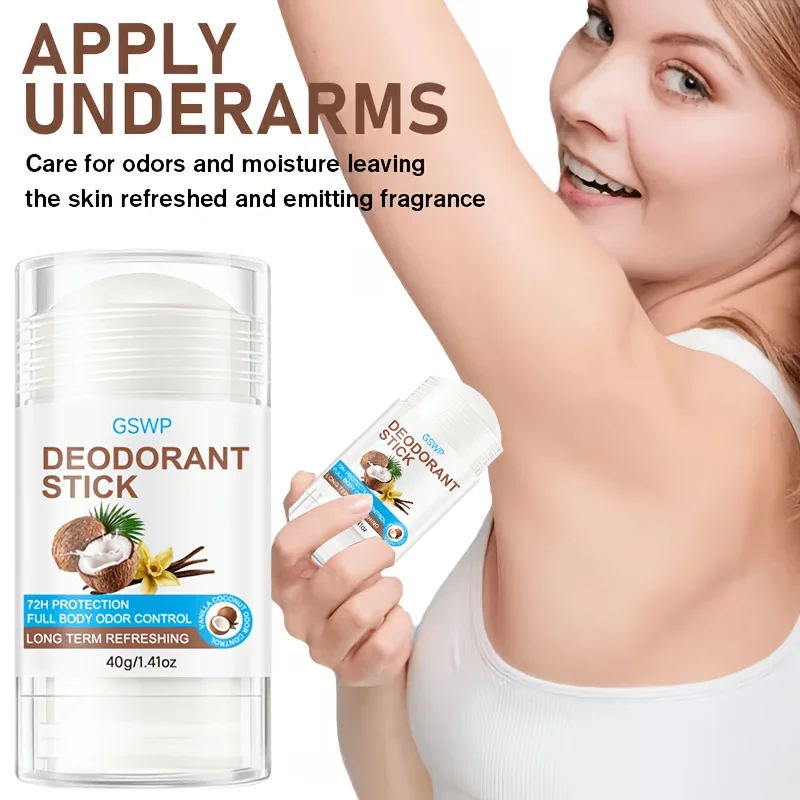 Desodorante en barra de coco GSWP, desodorante suave para axilas de uso diario, protección de 72 horas. 40g/80g
