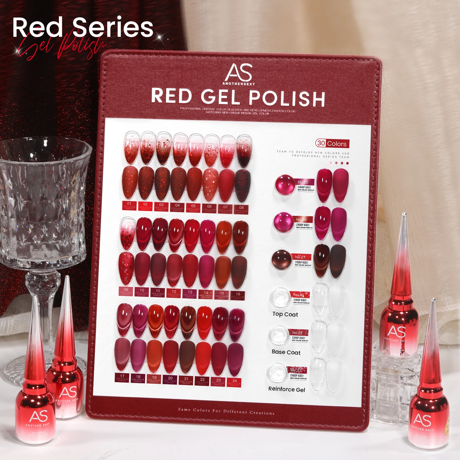 30個入り 15ml ルビーレッド キャッツアイ マグネットジェルネイルポリッシュセット トップベースグリッターガラスセミパーマネントヴァーニッシュジェル ディスプレイ付き