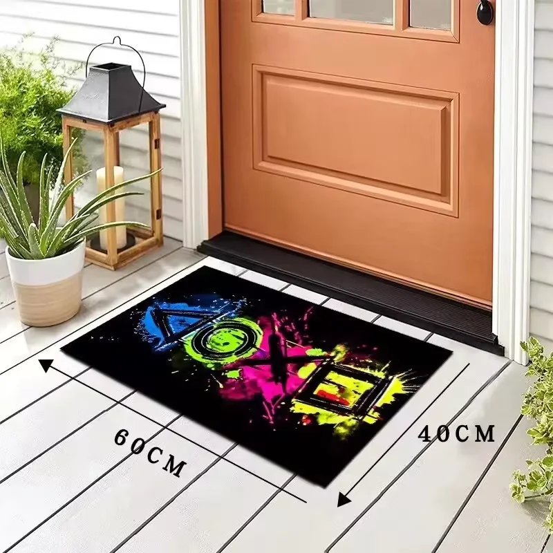 VIKAMA Modern Gaming Theme Crystal Pile Home Decor Rug Living Room Kitchen Non-Slip Washable Floor Mat