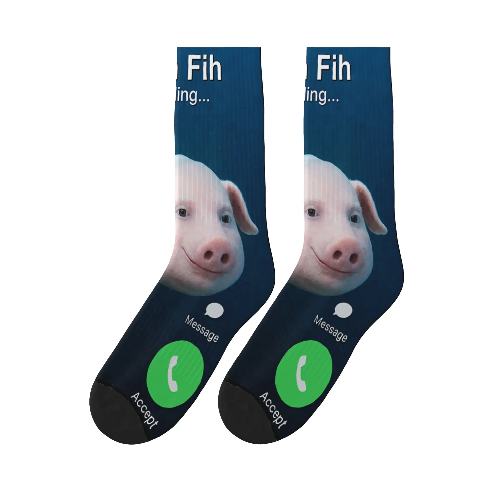 Funny John Fih is Calling John Pork Fish Brainrot Meme Socks Pattern Stockings Men Socks Breathable Autumn Funny Climbing Socks