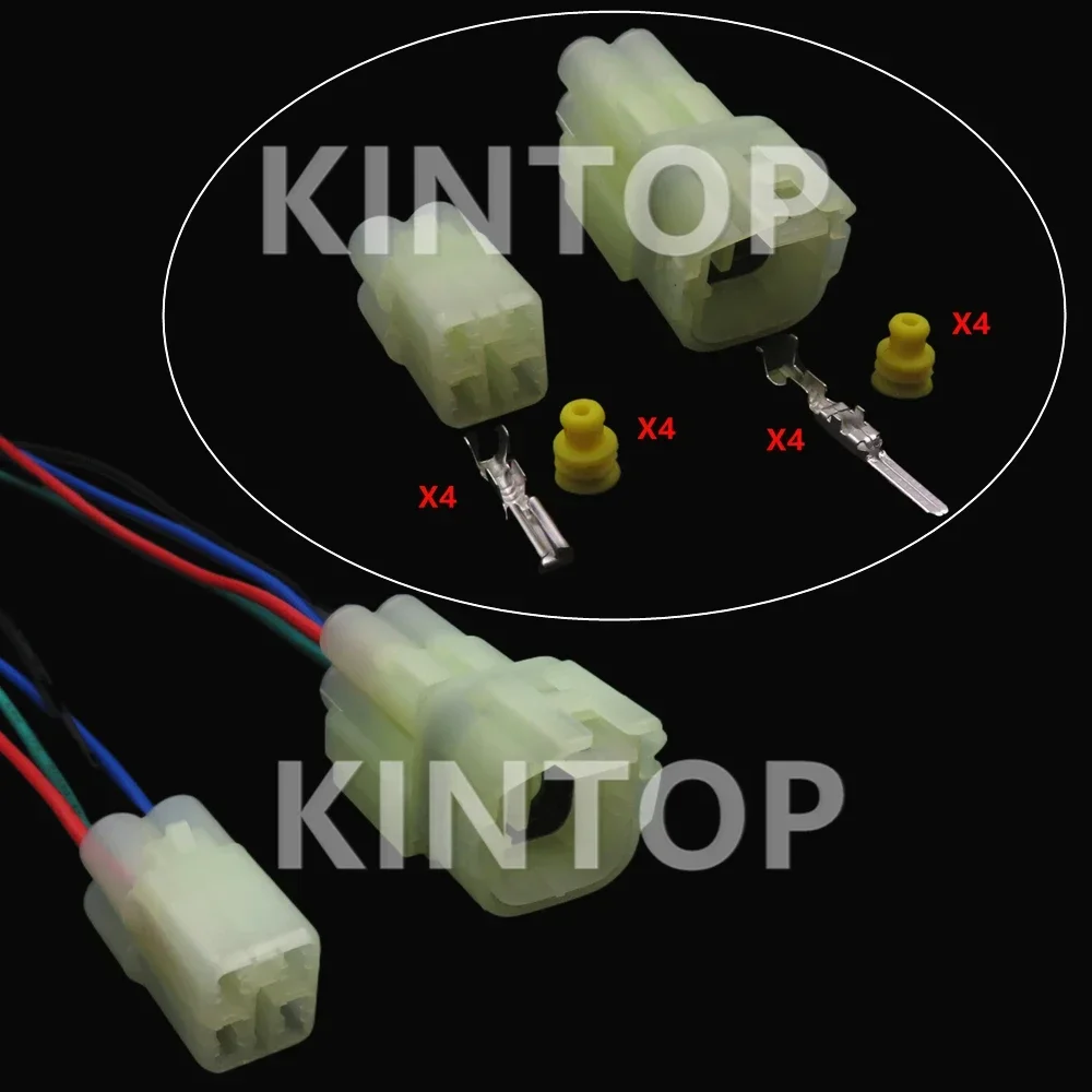 1 Set 4 Pins 6187-4441 Auto Modification Connector Parts 6180-4181 Car Oxygen Sensor Wiring Terminal Socket AC Assembly