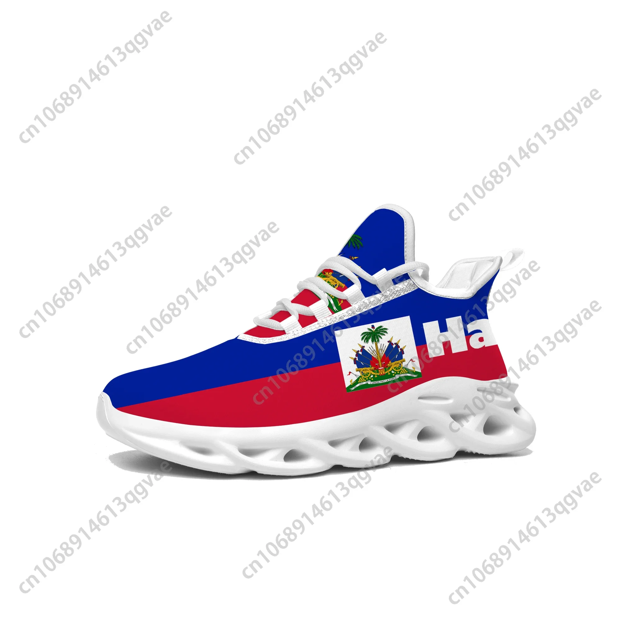 Haitian Flag Flats Sneakers Mens Womens Haiti Pop Sports Running High Quality Sneaker Lace Up Mesh Footwear Tailor-made Shoe