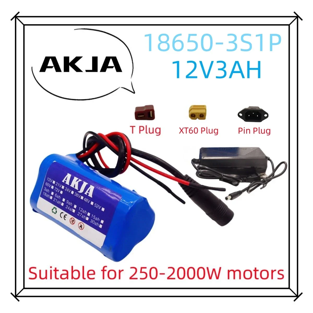 

Air fast transportation 3S1P12V3Ah battery pack 18650 lithium ion DC12.6V super large capacity rechargeable battery with BMS