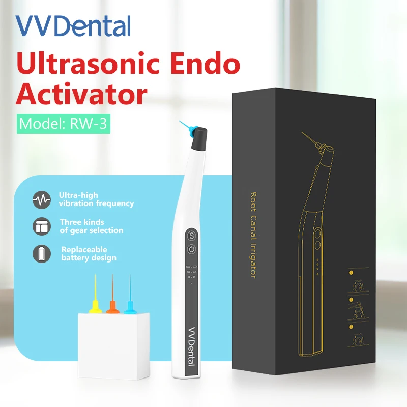 VVDental RW-3 Wireless Ultrasonic Dental Activator with LED Light High Vibration Frequency for Root Canal Filling Washing