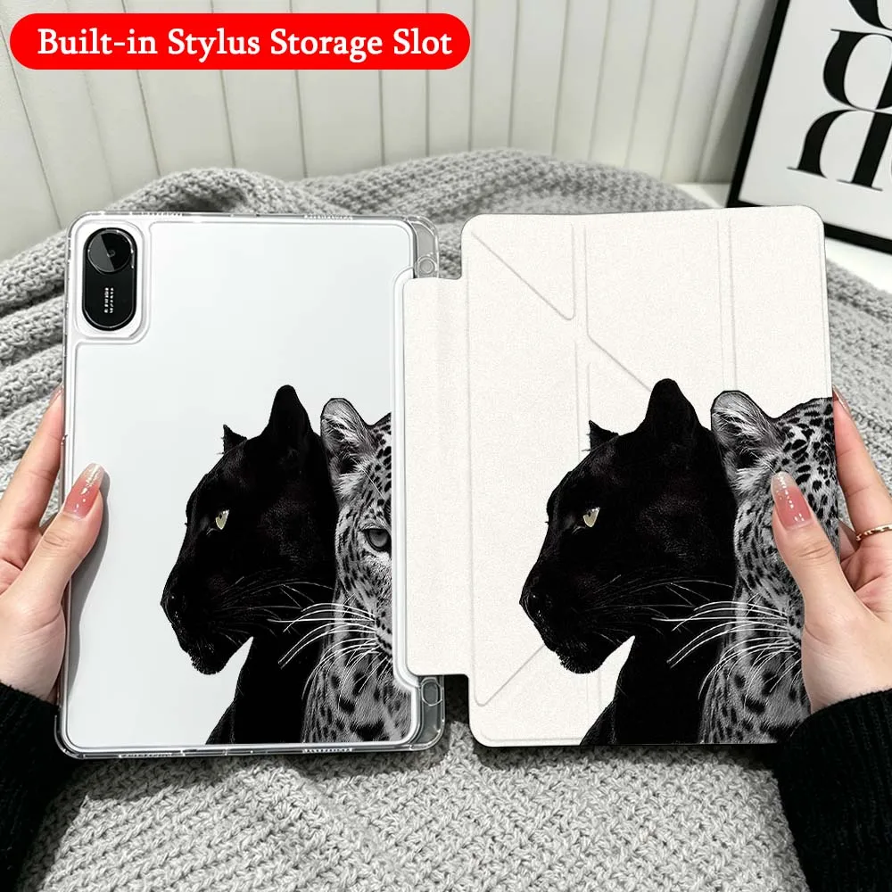 

Panther Leopard Head Case For Xiaomi Redmi Poco Pad 5 6 7 8 Pro SE 11 11.2 12.1 Inch Transparent Y-Shaped Folding Tablet