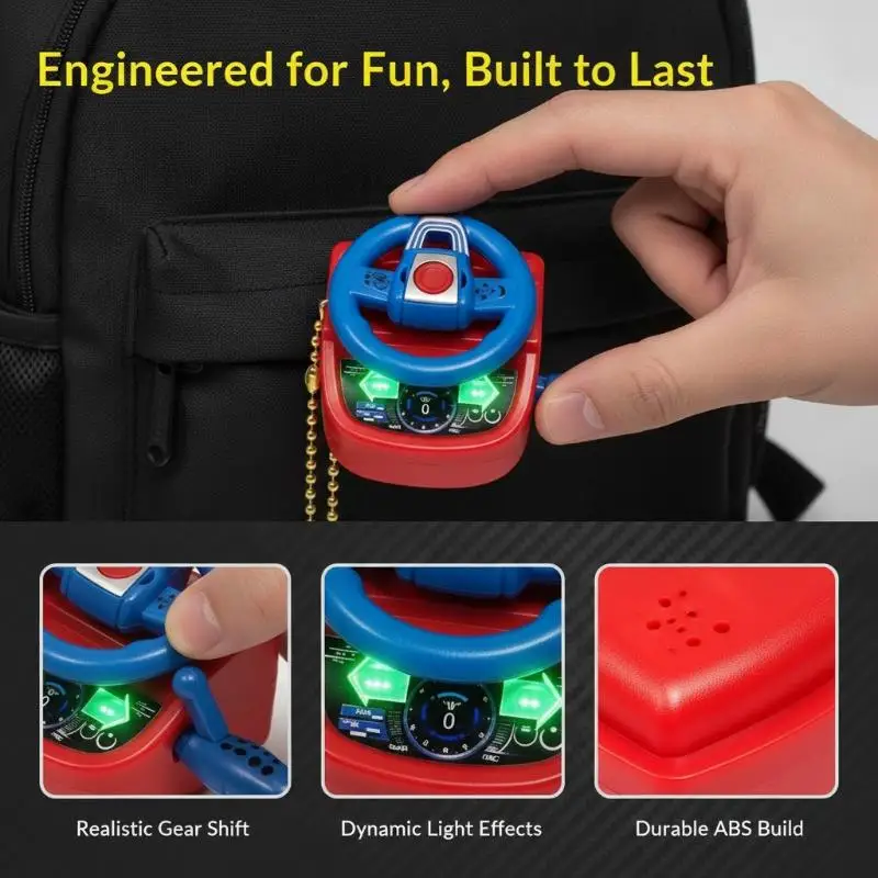 Mini Simulation Steering Wheel Keychain Children's Car Driving Simulation Toy Decompression Keychain Pendant Backpack Decoratio