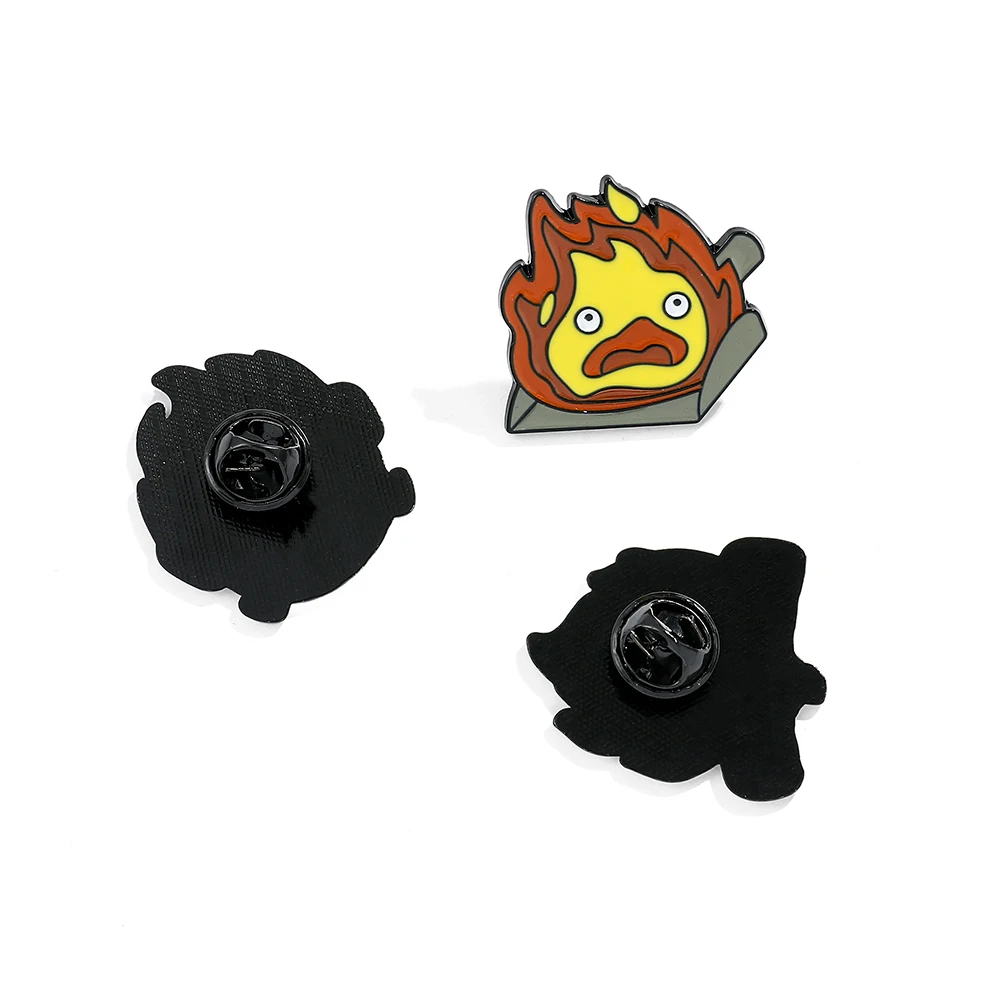 3 Pcs Cartoon Character Series Brooch  Cute Flame Enamel Pin Metal Paint Badge Clothing Backpack Accessories Gift For Children