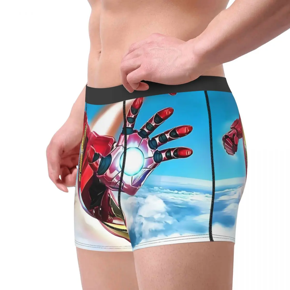 Ropa interior de animación de Marvel para hombre, calzoncillos transpirables de Iron Man, Bóxer Sexy