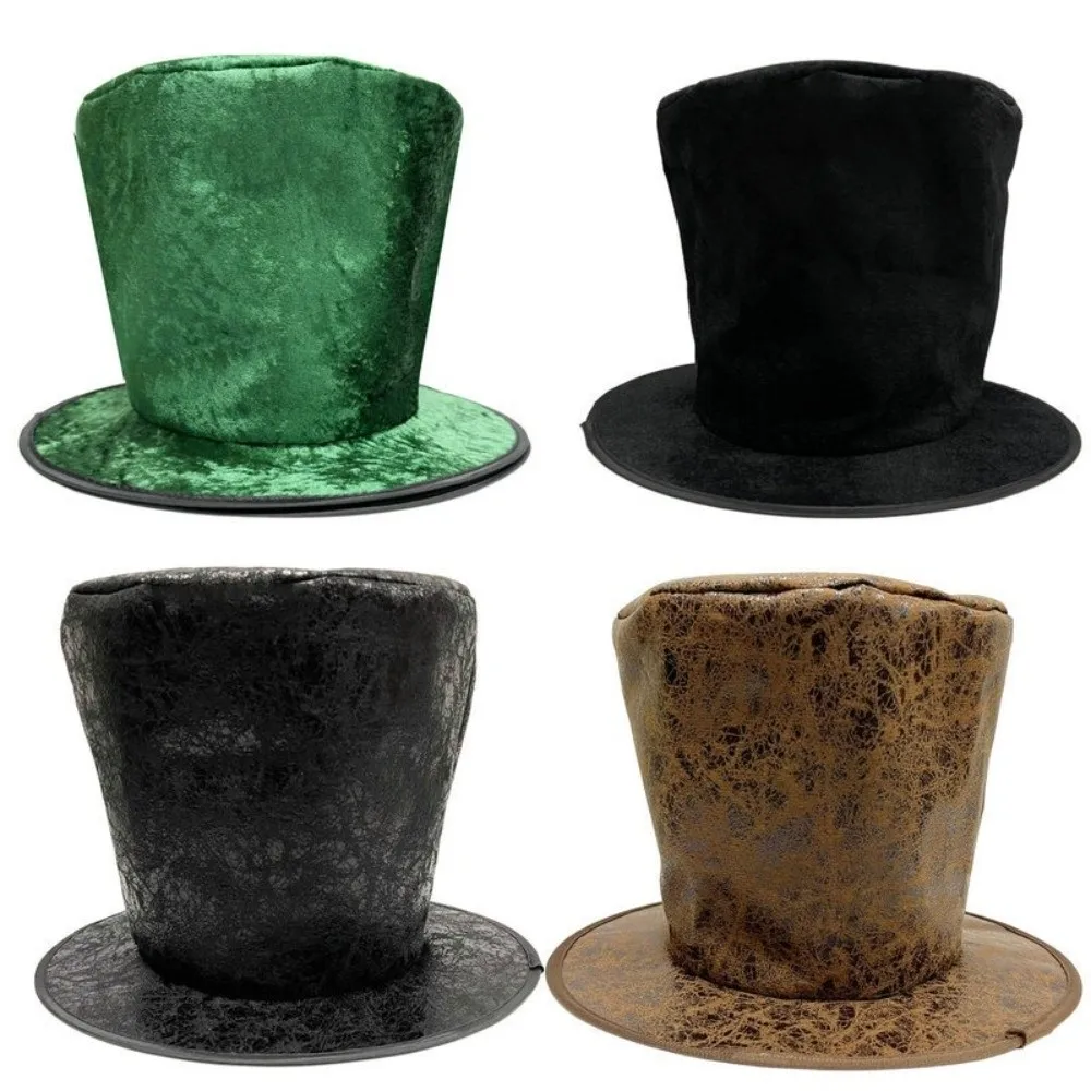 Extra Tall Halloween Top Hat Soft Velvet Flat Top Magician Hat Gentleman Performance Women Men Stage Performance Hat