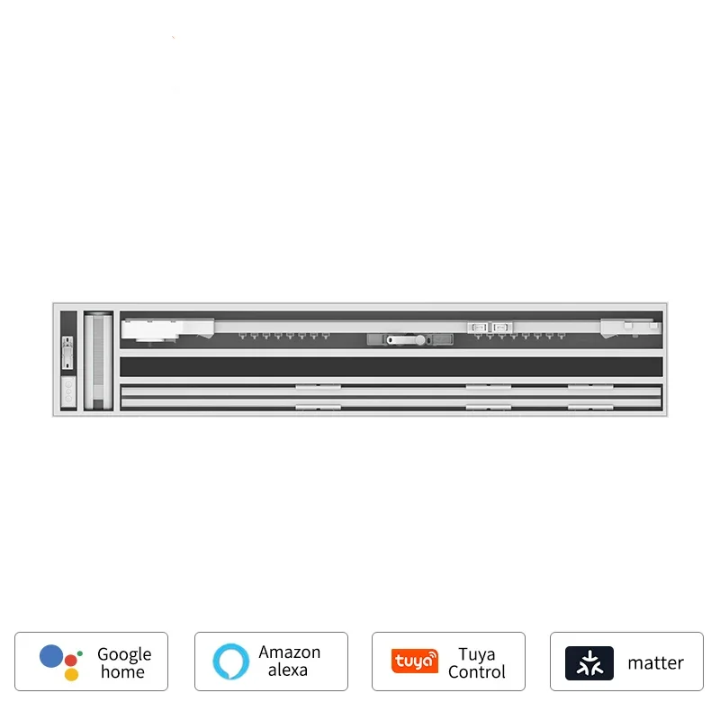Limited Edition Luxury Aluminum White Track Smart Electronic Window Curtains for Modern Living Room with Curtain Rail