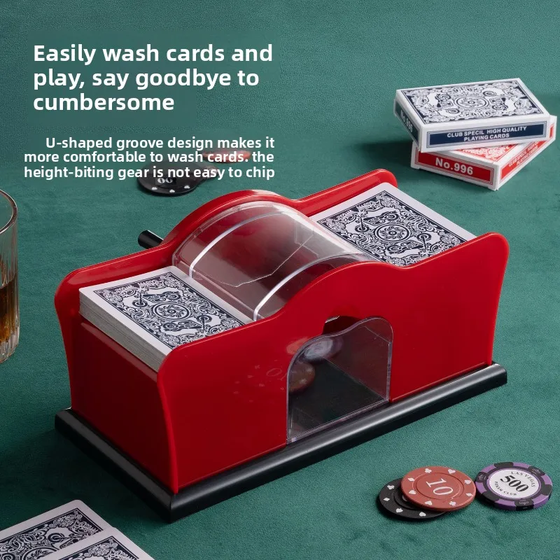Manual Card Shuffler 2 Deck Card Shuffler Hand Crank Card Shuffler for UNO Skip-Bo Blackjack Cards Game for Family Party Games