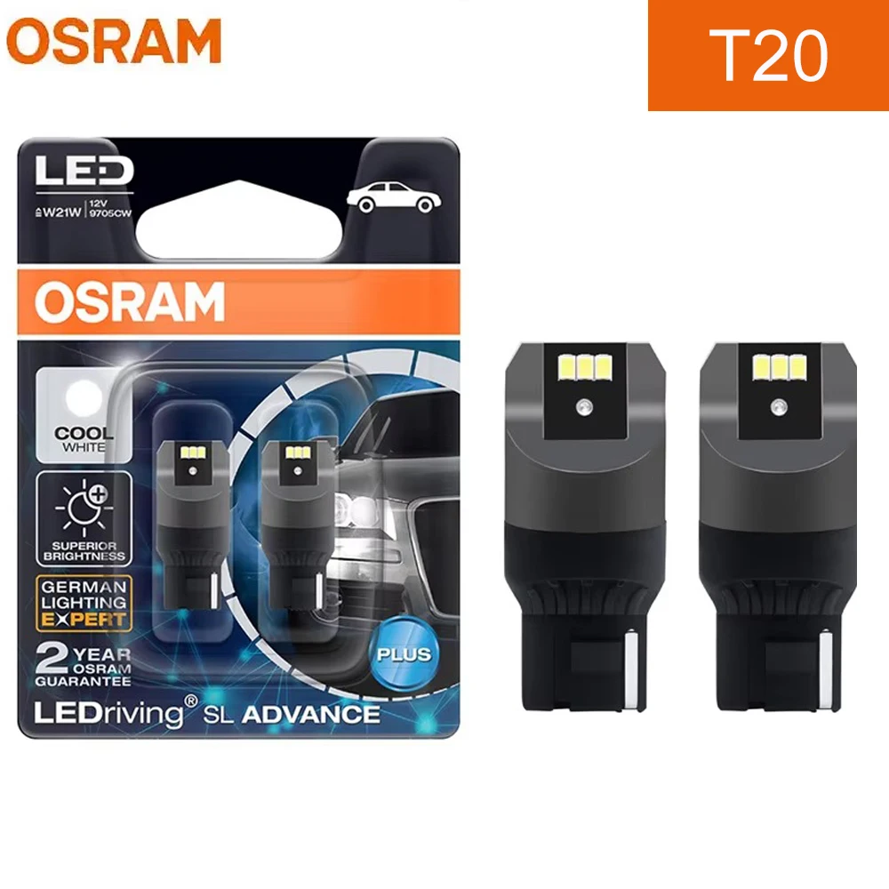 OSRAM LED T20 W21W WY21W W21/5W Turn Signal Light 7440 7443 LEDriving SL Advance LED Car Reverse Lamps Brake Stop Bulbs, Pair
