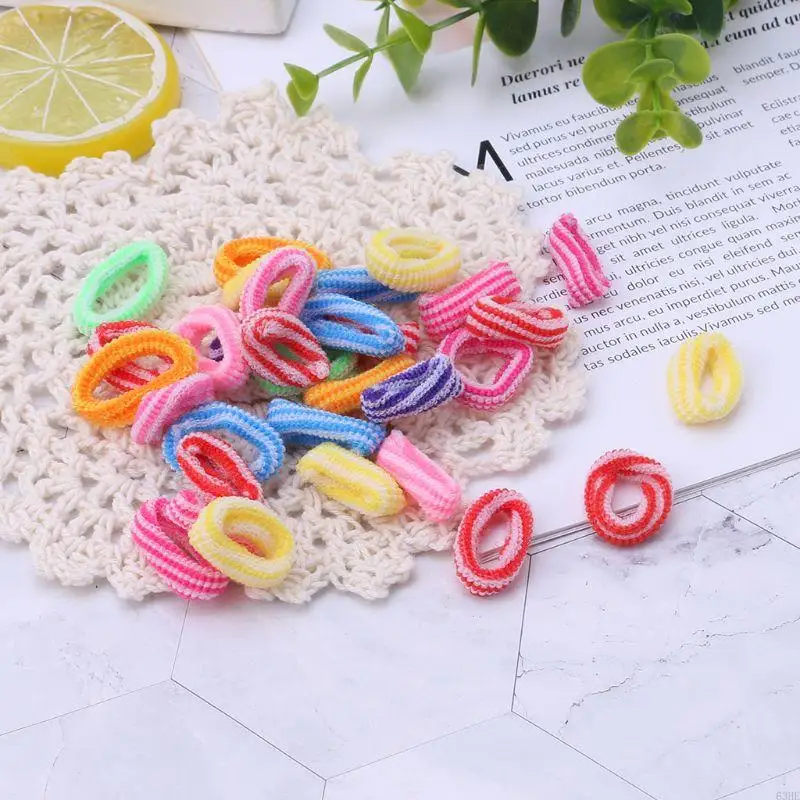 63HE 100PCS Black Baby Hair Bands Mini Seamless Toddler Hair Ties Toddlers