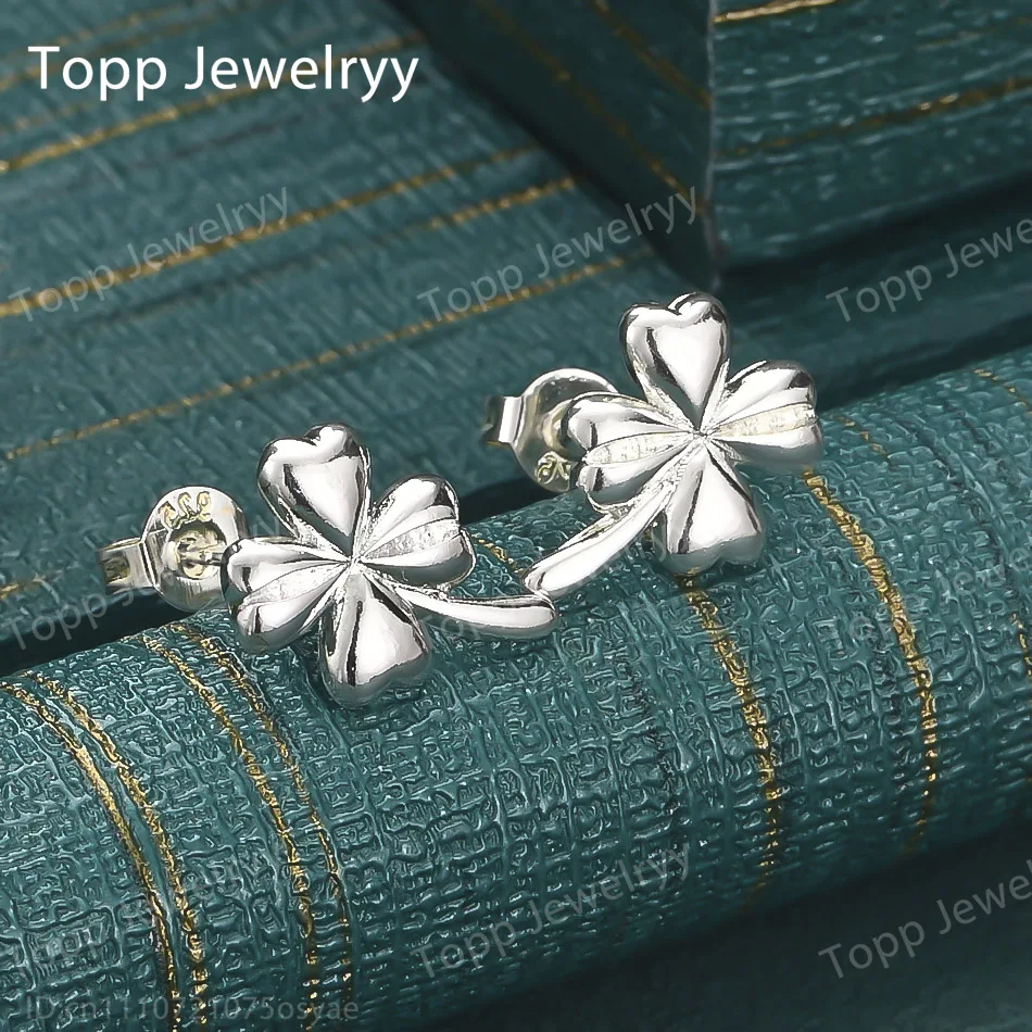 

Elegant 925 Sterling Silver Exquisite Four Leaf Clover Earrings Fashion Ladies Wedding Gift Jewelry Accessories