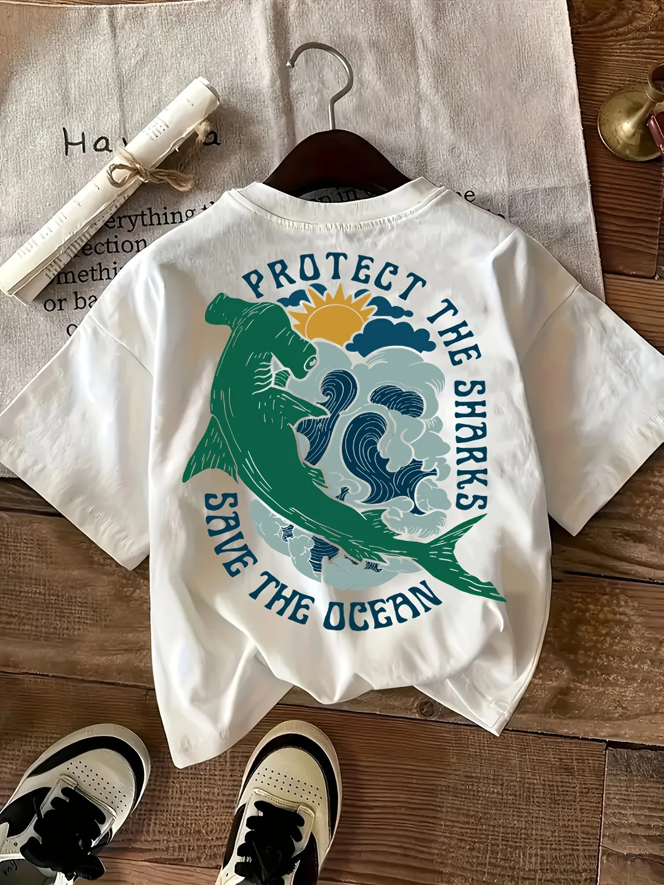 Protect The Sharks Save The Ocean T Shirt Women Men Summer Casual Hammerhead Shark Graphic Short Sleeve Loose Harajuku Beach Top