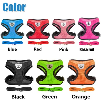 Cat Dog Harness with Lead Leash Adjustable Vest Polyester Mesh Breathable Harnesses Reflective sti for Small Dog Cat accessories 2