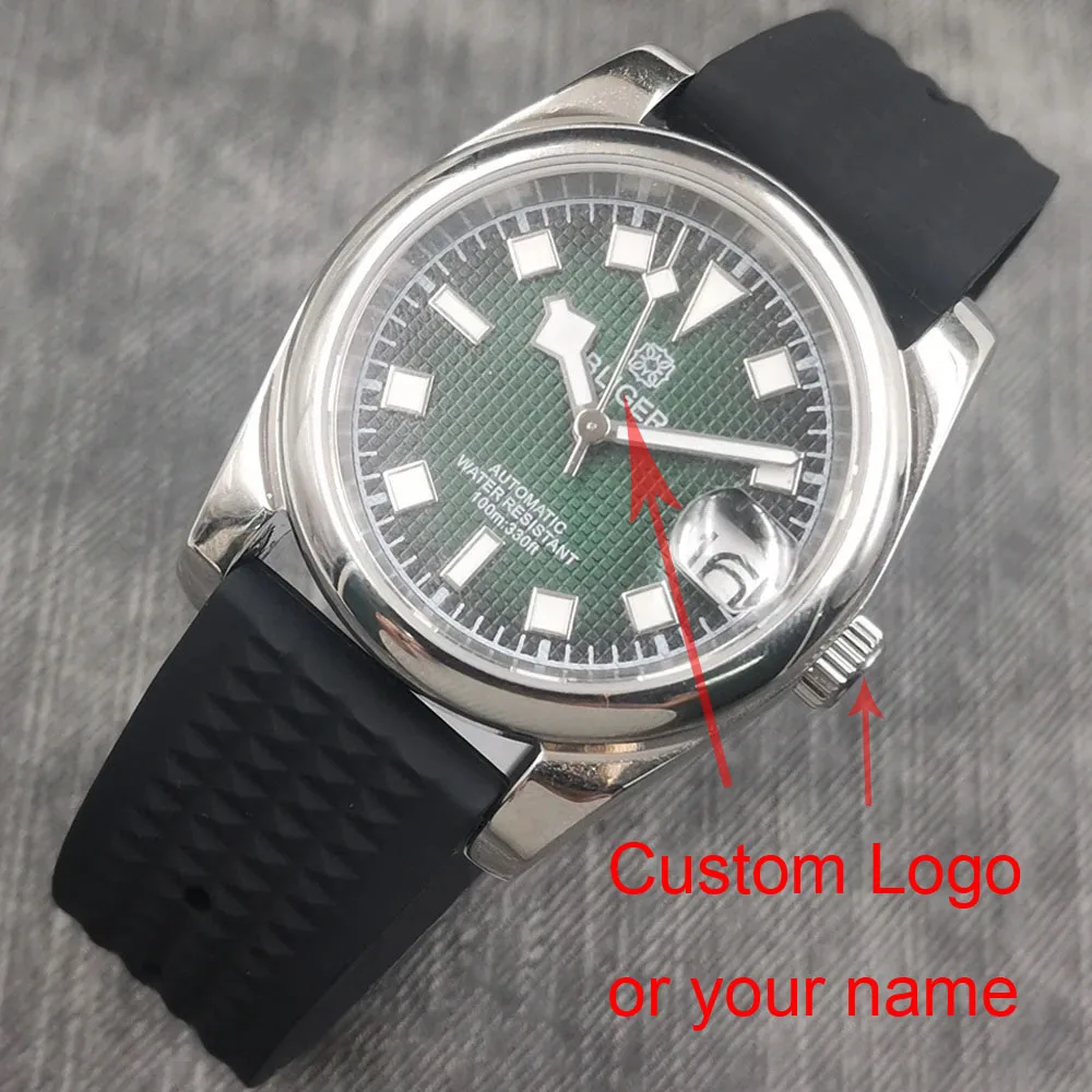 36mm/39mm bliger business Men NH35 Automatic movement watch rubber strap Sapphire glass 316L stainless steel case Luminous watch