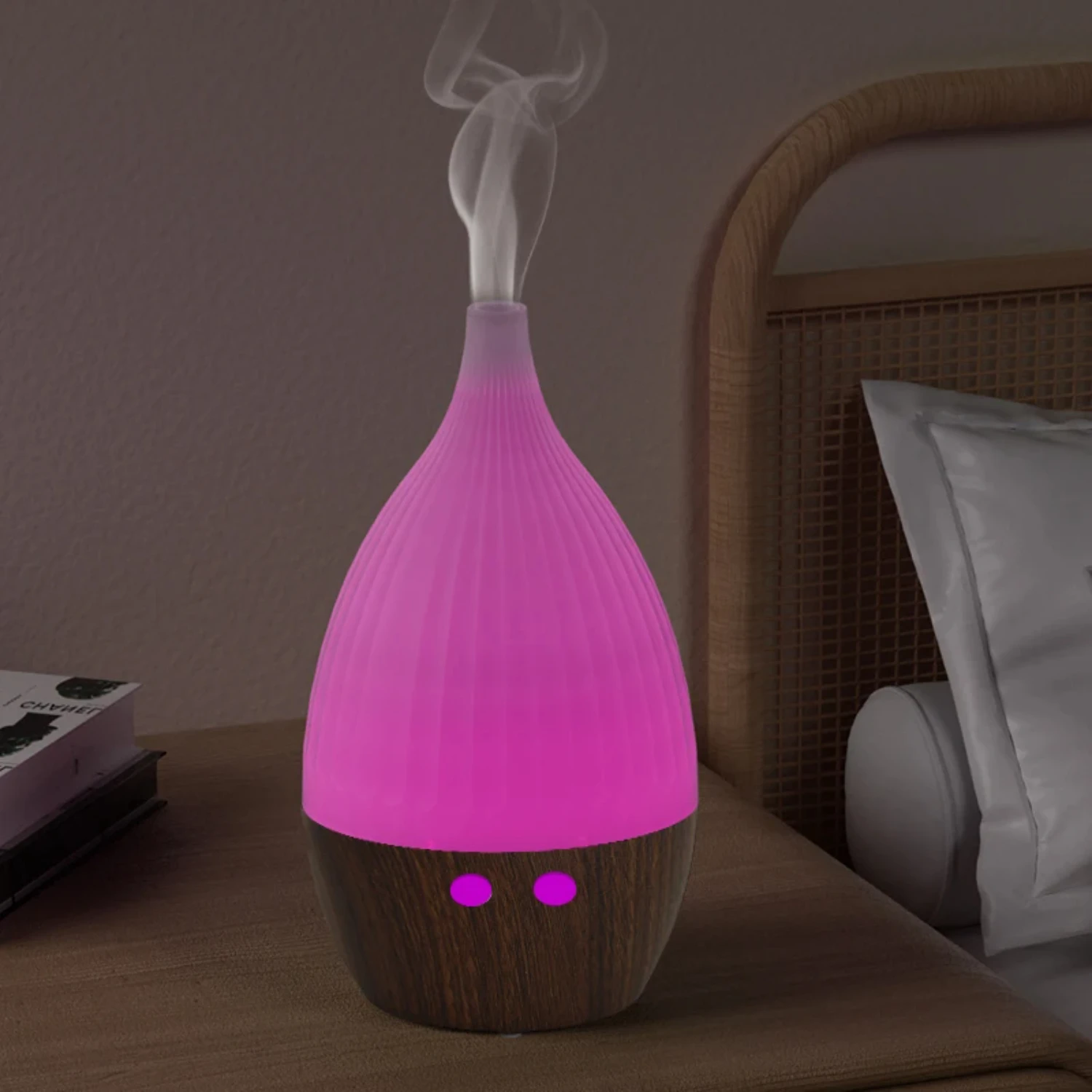 Novo umidificador de ar usb ultrassônico de grão de madeira para aromaterapia e relaxamento, névoa de spray de óleo essencial com fragrância perfume di