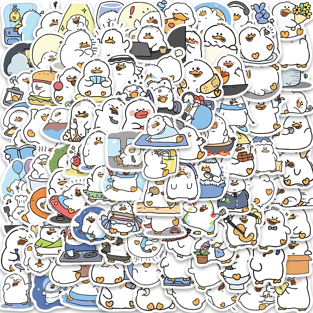 100pcs/pack Chubby Duck Cartoon Cute Plump Animal Stickers Scrapbook Laptop Phone Luggage Diary Car Motorcycle Sticker Toy