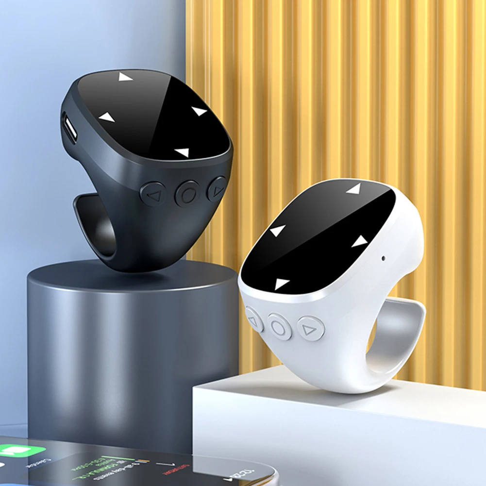 حلقة تمرير TikTok متوافقة مع البلوتوث 5.3 جهاز تحكم عن بعد لاسلكي ببصمة الإصبع جهاز تحكم عن بعد للأصابع لنظام Android iOS iPhone iPad