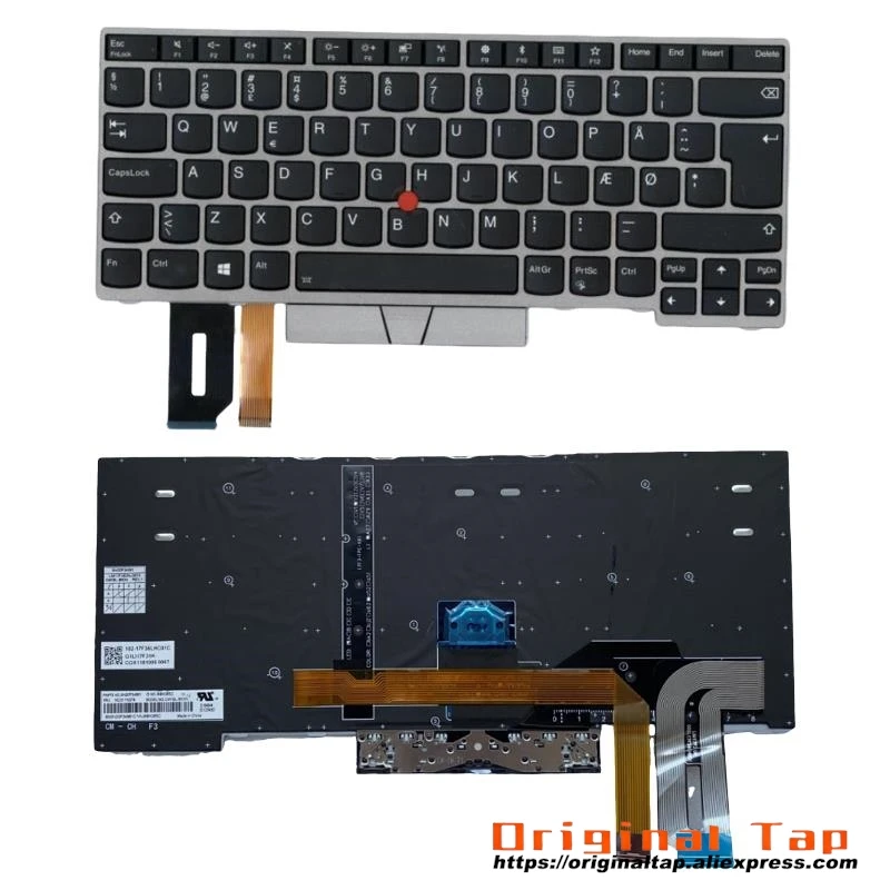 DK Danish Backlit Keyboard for Lenovo Thinkpad E480 E485 E490 T480S T490 T495 P43S L480 L490 L380 L390 Yoga 01YN349 01YN429