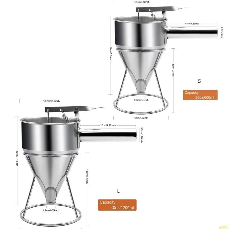 A0NC Edelstahlkuchen -Teigspender für Cupcakes und Waffeln verfügt über einen verstellbaren Fluss und einen stabilen Ständer