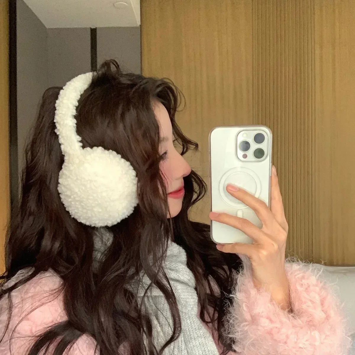 Lambswool Plush Earmuffs Y2Kผู้หญิงFluffyปลั๊กอุดหูเย็นป้องกันหูWarmสีทึบPlush Earmuffsขี่จักรยานอุปกรณ์เสริม