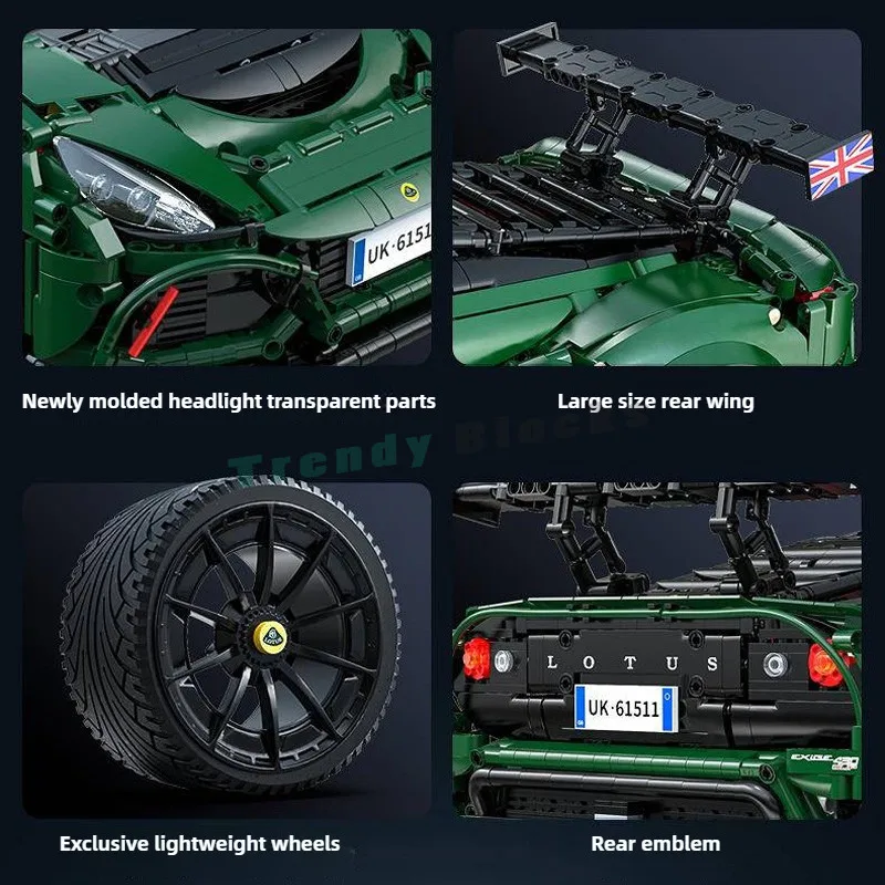 C61511Technic 3737pcs Exige Cup 430 1:8 Supercar اللبنات المزدوج الوضع سيارات رياضية لعب هدايا للأولاد