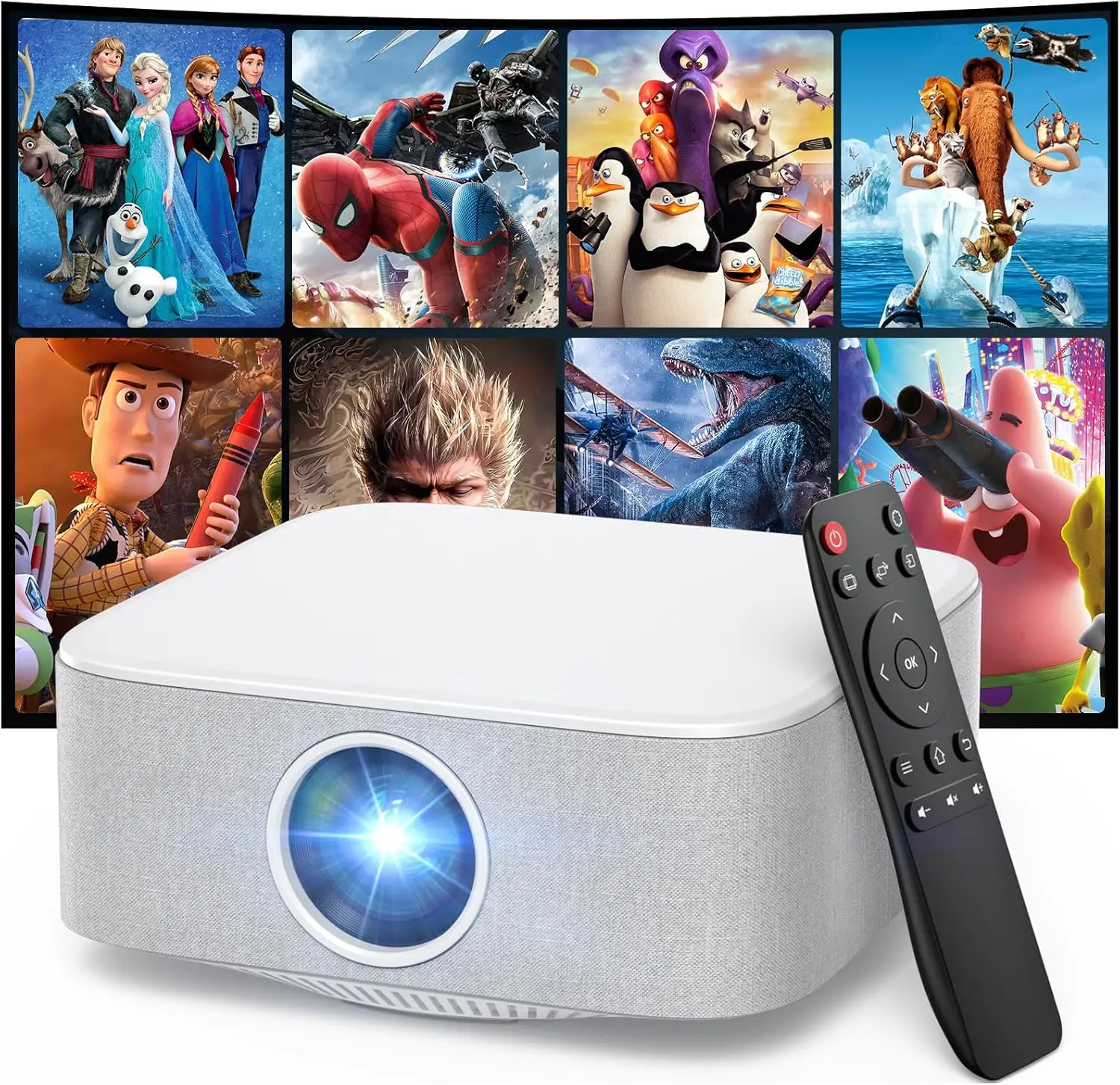 

Portable Mini Projector with Electric Focus, Full HD 1080P, Auto Keystone & Bluetooth for Indoor Outdoor Use