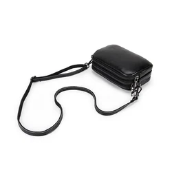 Cow Leather Women's Small Shoulder Bag  2024 New Arrivals Three Zippers Compartments Bag Top Genuine Leather Ladies Bags