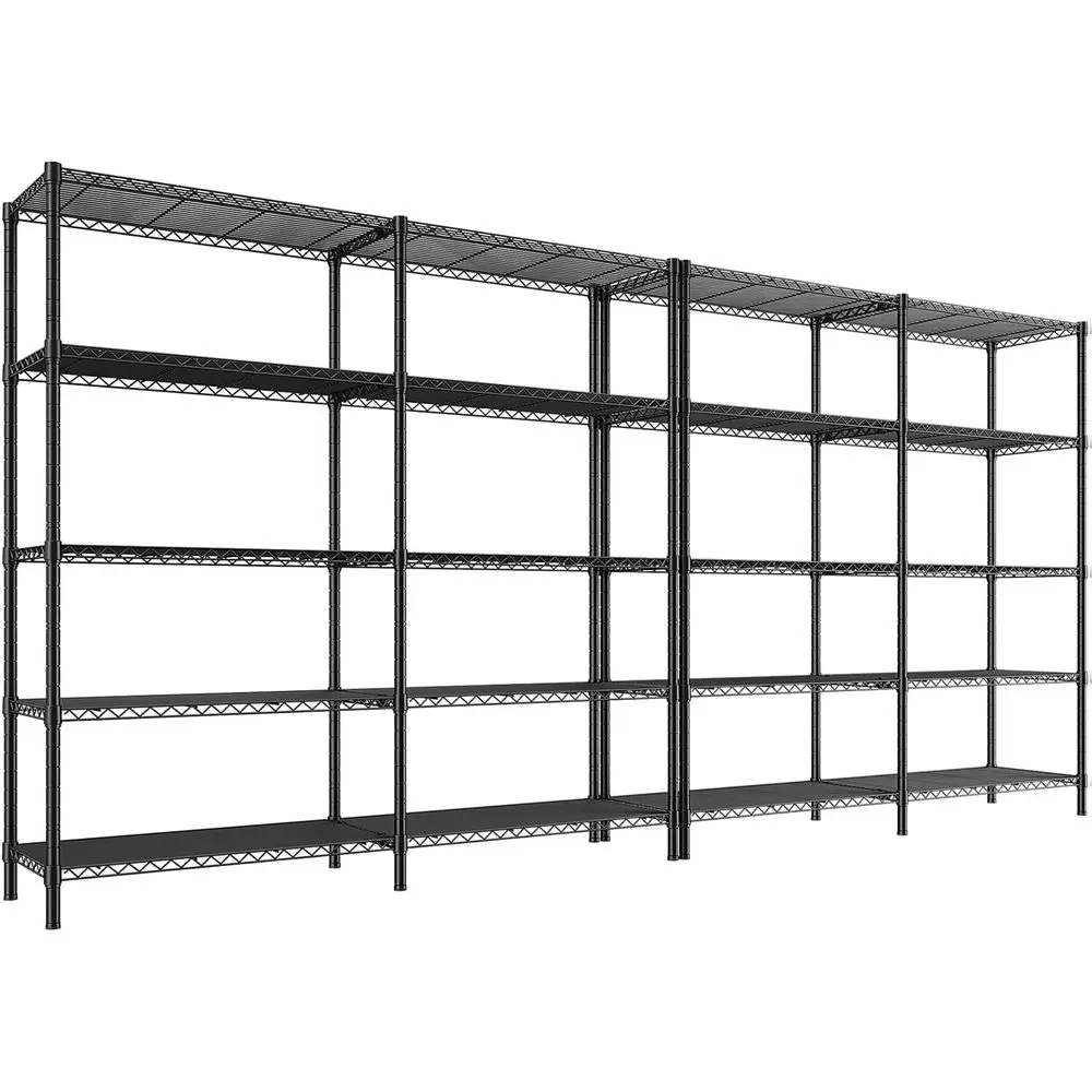 

58.1'' Wide 5 Tier Heavy Duty Wire Shelving Unit for Storage, 1450 lbs Capacity, 2 Pack, Black