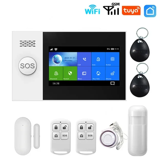 Wireless Tuya Smart Home Wifi GSM Simply Safe Alarm System for Home Business SMS APP Control Burglar Alarm DIY Kit PG107