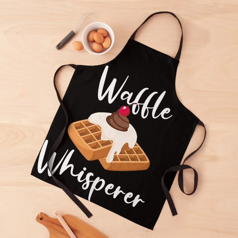 Funny Waffle Whisperer Lover Saying Phrase Syrup Butter T-Shirt Apron Costume Waiter For Women Kitchen Waterproof Apron