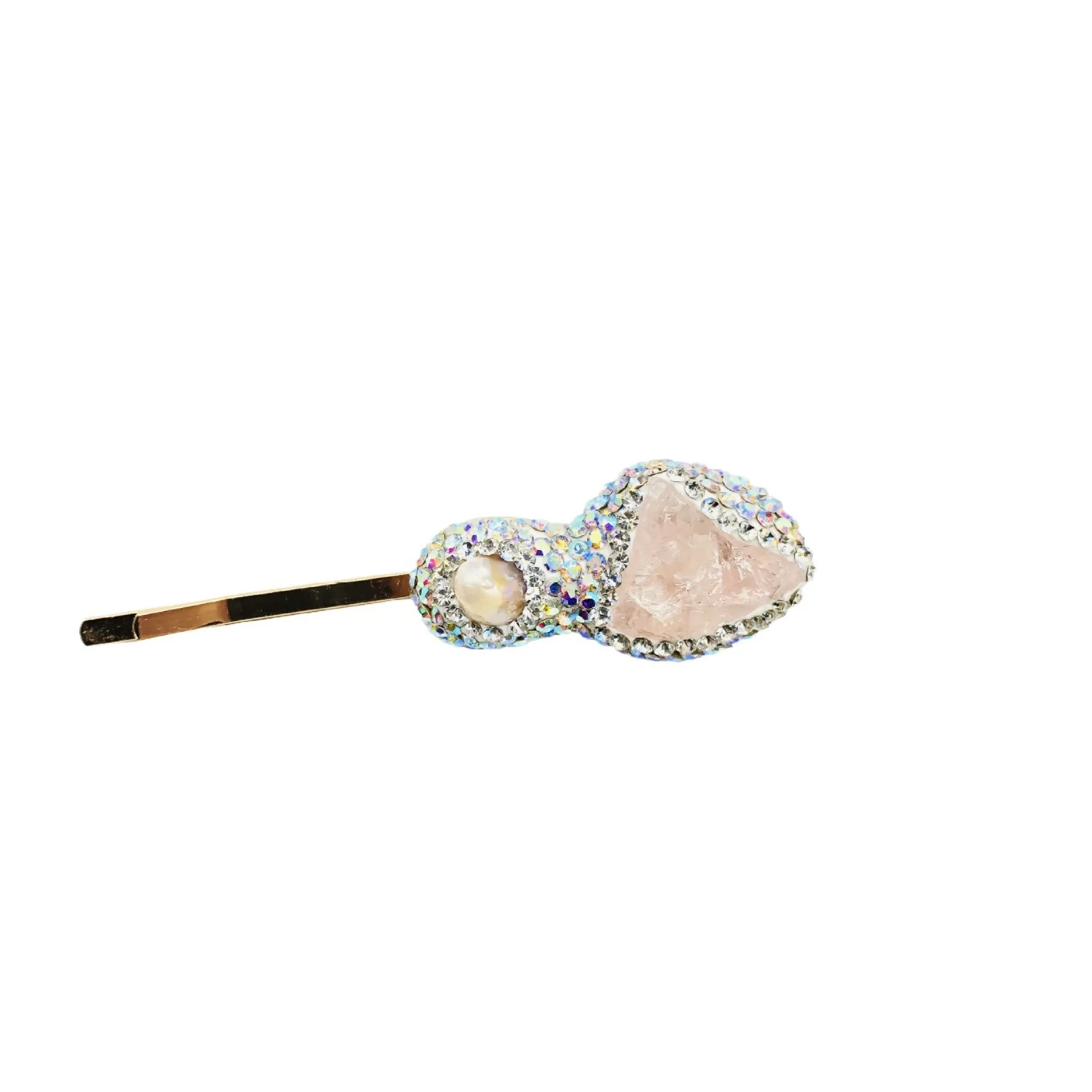 Rosa Feenrand-Clip, Nischendesign, Morganit, schlichtes Design, Süßwasserperle, zartes Modell