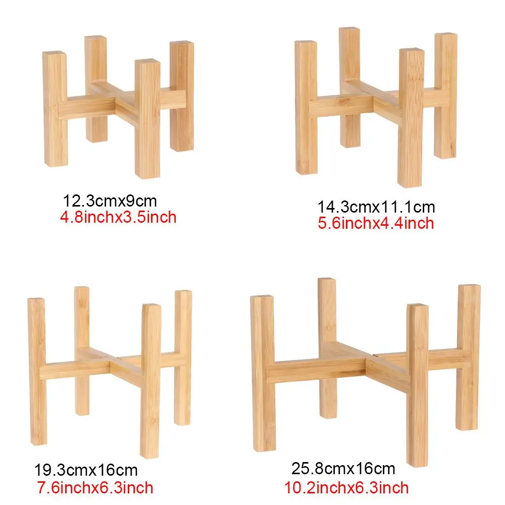 Bamboo Plant Wooden Rack Home Decoration Floor-Standing Wood Flowerpot Holder Flower Pot Base Bonsai Display Stand view 3