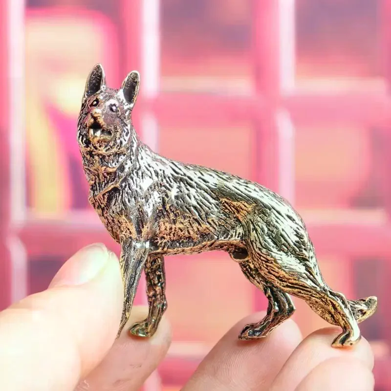 Vintage Copper Lucky Dog Miniature Figurines Desktop Small Brass Ornaments Wolf Tea Pets Home Decorations - view 2