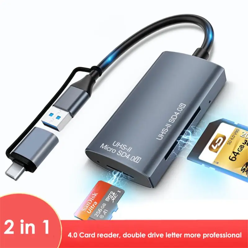 Lector de tarjetas de memoria RYRA 2 en 1 SD/TF 4,0 tipo C a lector SD/TF para Macbook PC portátil accesorios para teléfono móvil USB-C HUB