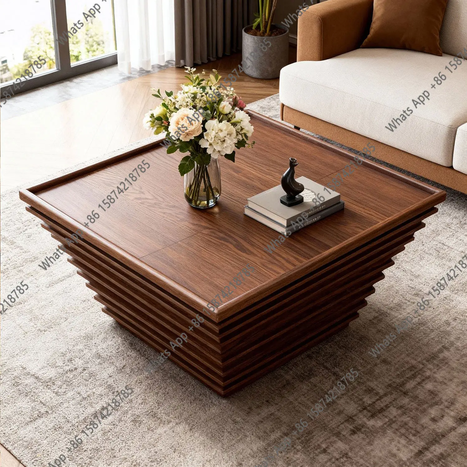 

Medieval style round coffee table light luxury all solid wood sofa oval tea table living room household solid wood pattern