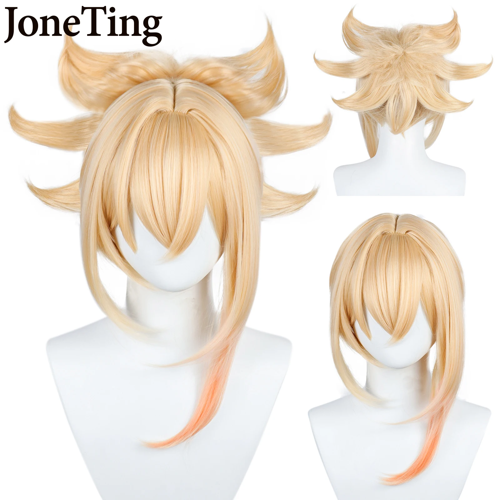 

JT Synthetic Yoimiya Cosplay Wigs Game Genshin Impact Blond Orange Ponytail Heat Resistant Fiber Wig Halloween Role Play Party