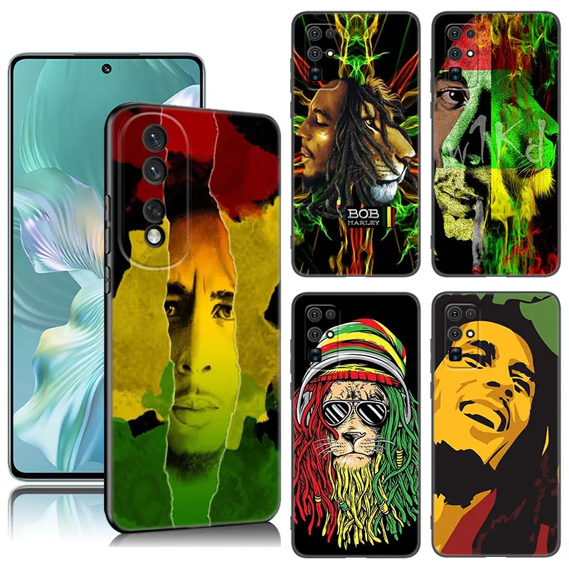 Reggae Bob Marley Black Phone Case For Huawei Honor 70 90 Lite X40 GT X50 i X5 Plus X6A X6S X7A X8A X8B X6 X7 X8 X9 4G X9A X9B