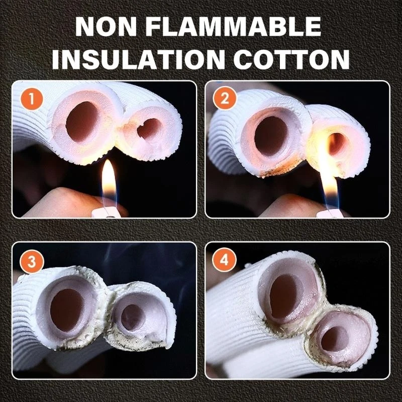 U2JC Thicken Insulation Cotton Copper Hoses Replacement Air Conditioner Pipe Fitting